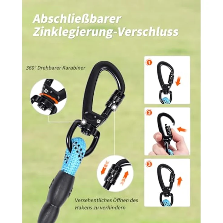 Joytale Schleppleine für Große Hunde, Reflektierende Hundeleine in Blau, 5m-20m lang mit gepolstertem Griff und abschließbarem Karabiner – Bild 3