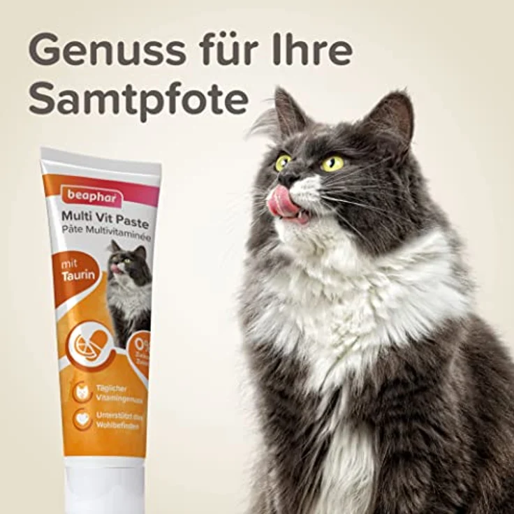 beaphar Multi Vitamin Paste Katze, 250g - Stärkt Haut und Fell, zuckerfrei und getreidefrei, tägliche Vitalitätsunterstützung – Bild 4