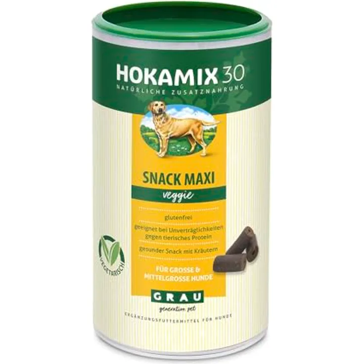 Grau HOKAMIX30 Snack Maxi Veggie, gesunder Hundesnack mit 30 Kräutern, 1 x 800g, für große Hunde und Unverträglichkeiten gegen tierisches Protein