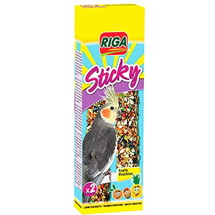 Riga Sticky mit Früchten für Großsittiche, gebackene Sticks aus Körnern und Getreide mit Apfel und Rosine, 2er Pack, 140 g – Bild 1