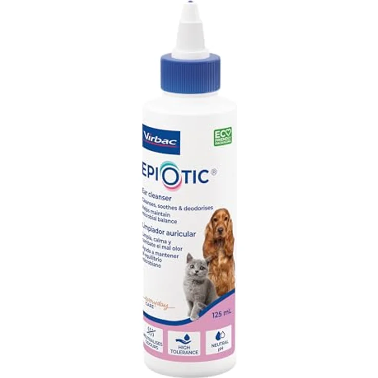 Virbac Epiotic, Reinigungslösung für Hunde und Katzen, 125 ml für die Ohrenpflege – Bild 1