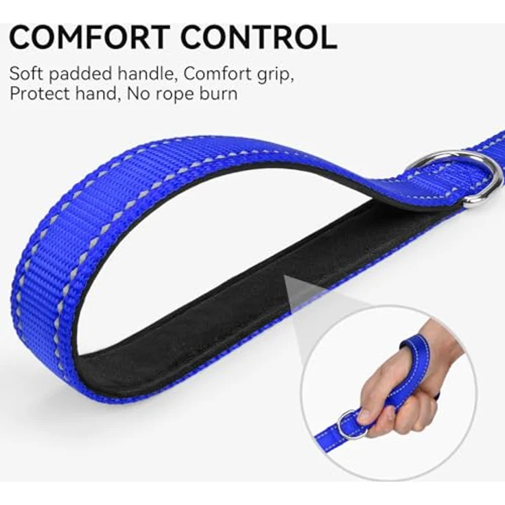 Joytale Hundeleine für kleine Hunde, Doppelseitig Reflektierend aus Nylon mit Gepolstertem Griff, 1,2m x 2cm, Navy blau – Bild 3