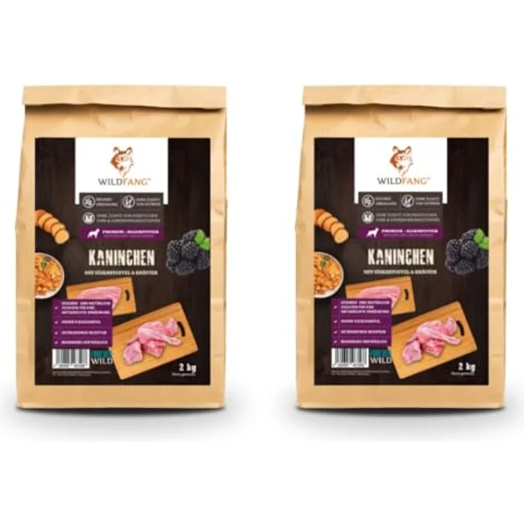 Wildfang® Hundefutter - Trocken - Getreidefreies Premium Trockenfutter für Erwachsene (12 kg, Kaninchen & Truthahn, reich an Omega-3 & Omega-6) – Bild 1