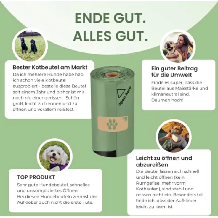 SMARTPAWS Hundekotbeutel biologisch abbaubar, 120 Stück, extra starke und heim-kompostierbare Beutel für sensible Hunde – Bild 5