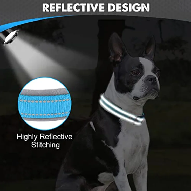 Joytale Hundehalsband, Gepolstertes Neoprenhalsband für mittelgroße Hunde, Reflektierende Nähten, Baby Blau – Bild 4