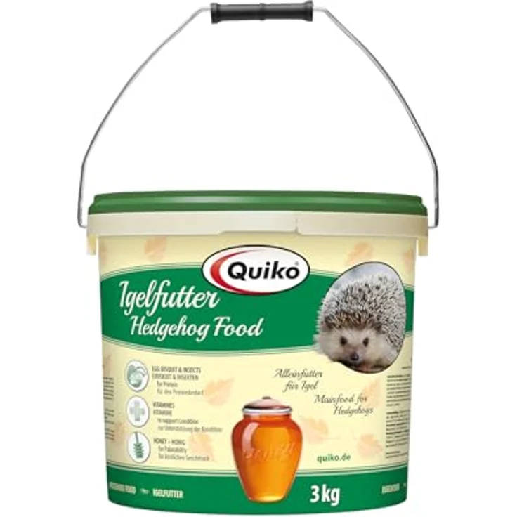 Quiko Igelfutter 3kg, Nahrhafte Vollnahrung mit Insekten und Eibiskuit, Trockenfutter für freilebende Igel, Made in Germany – Bild 1