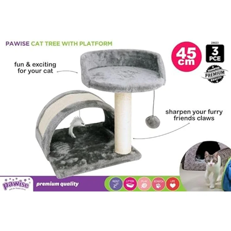 Holland Animal Care Pawise Mushroom Scratching Post, grauer Kratzbaum mit stabiler Konstruktion und ansprechendem Design – Bild 2