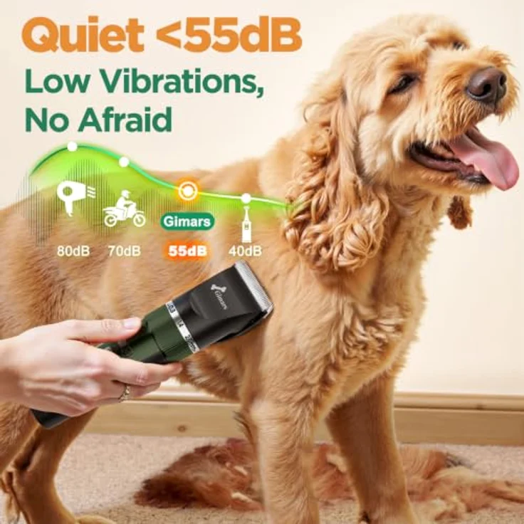 Gimars 4-in-1 Hundeschermaschine, kabellos & leise 55 dB, 7000 U/min, mit Ersatzklinge, professioneller Tierhaarschneider für dickes Fell von Hunden, Katzen & Pferden – Bild 4