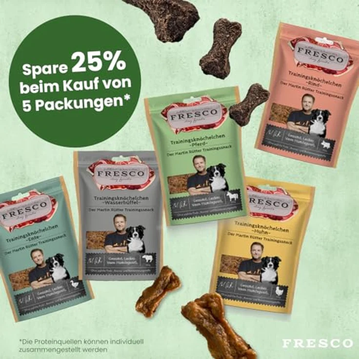 FRESCO Dog Martin Rütter Trainingsknöchelchen Huhn, 150g, zuckerfreie Hundesnacks aus 92% frischem Geflügelfleisch, ideal für Training und Belohnung, Monoprotein-Snack ohne künstliche Zusätze – Bild 3