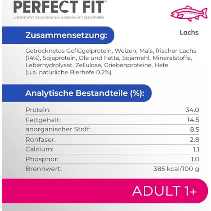 Perfect Fit Katze Adult 1+ Lachs, Trockenfutter mit Vitaminen für anspruchsvolle Katzen, 7kg – Bild 5