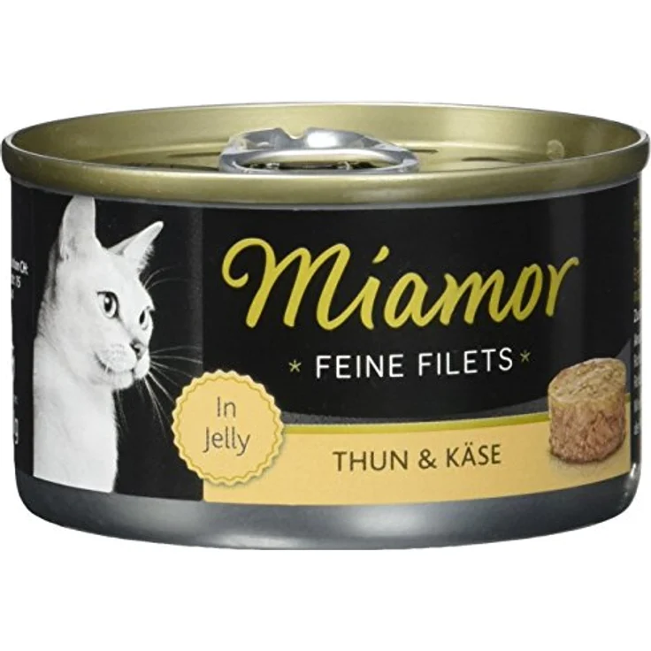 Miamor Feine Filets Thun & Käse, Katzen-Nassfutter ohne Leber und Innereien, 24x100g, leicht verdaulich und fettarm – Bild 1