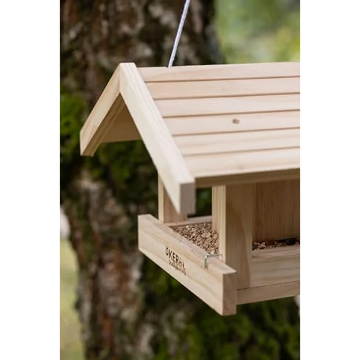 Kerbl Hobbyfarming 87047 Vogelfutterhaus Leitenberg, stabiles Holz, 40x32x24,5 cm, mit Dachschutz gegen Nässe – Bild 4