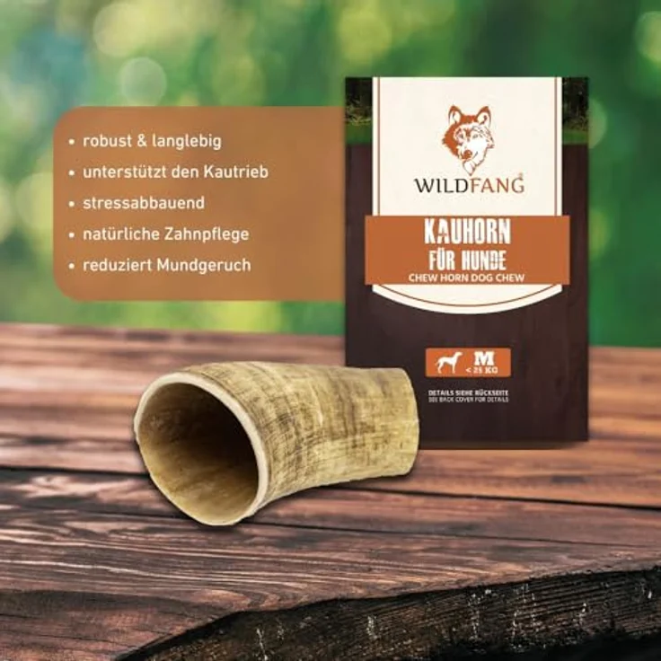 Wildfang® Rinderhorn Kauartikel, M – Langlebiges Hundespielzeug für aggressive Kauer, natürliche Zahnpflege, geeignet für Hunde bis 25 kg, 3er Pack – Bild 5