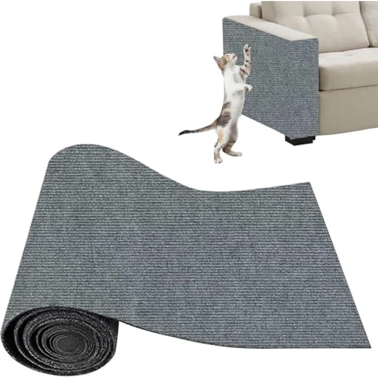 Xynovate Kratzmatte Selbstklebend für Katzen, DIY Kratzbrett in Hellgrau, 40x200cm, reißfeste Polyesterfaser mit starkem Kleber, idealer Kratzschutz für Möbel und Wände – Bild 1