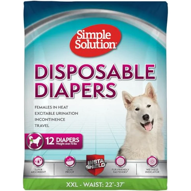 Simple Solution True Fit Einweg-Hundewindeln für Hündinnen, super saugfähig mit Nässeindikator, XXL, 12 Stück – Bild 1