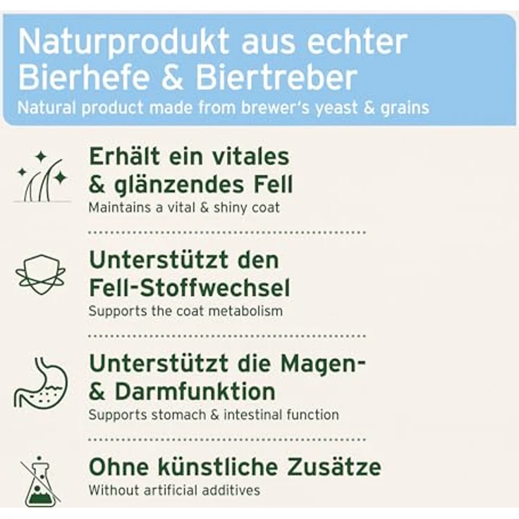 AniForte Bierhefe BT Pur, 5 kg Ergänzungsfuttermittel für Pferde, unterstützt Magen-Darm-Funktion und sorgt für glänzendes Fell – Bild 3