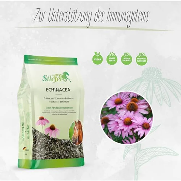 Stiefel Echinacea für Pferde, 100% naturbelassene Kräuter zur Stärkung der Abwehrkräfte, 500g – Bild 2