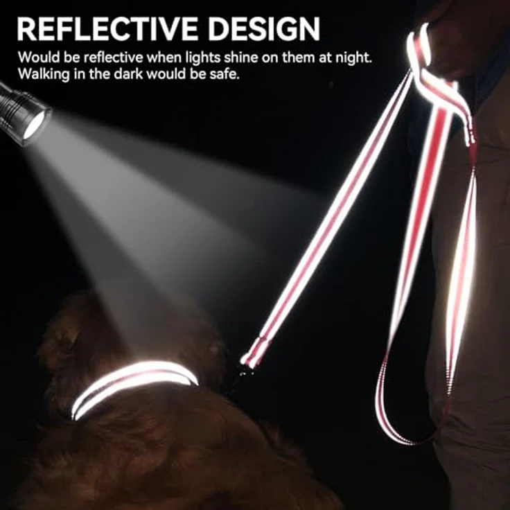 Joytale Hundeleine für kleine Hunde, doppelseitig reflektierend, Nylon mit gepolstertem Griff, 1,8m x 2cm, Rosa – Bild 4
