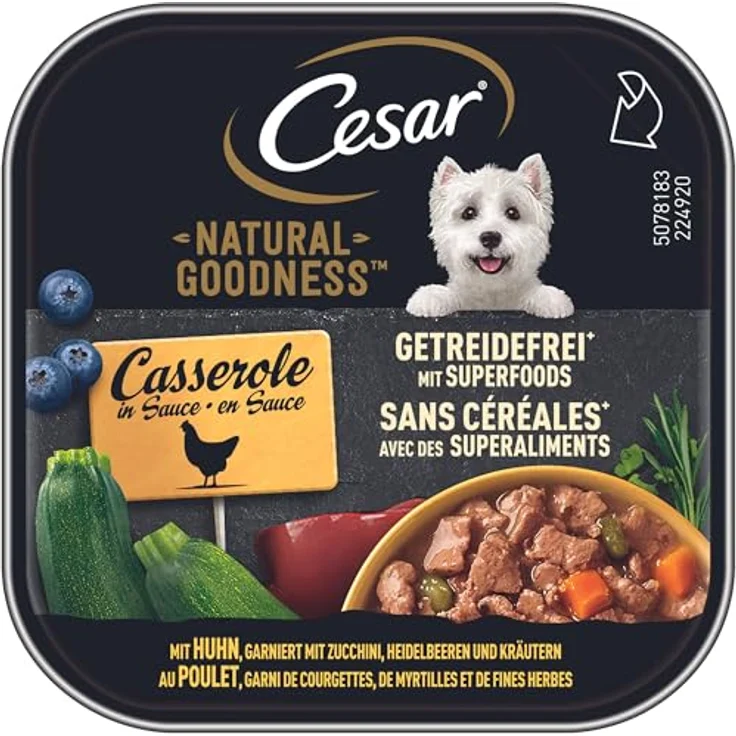 Cesar Natural Goodness Premium Hunde Nassfutter, getreidefrei, mit Superfoods und Huhn, 16x100g Casserole in Sauce – Bild 2