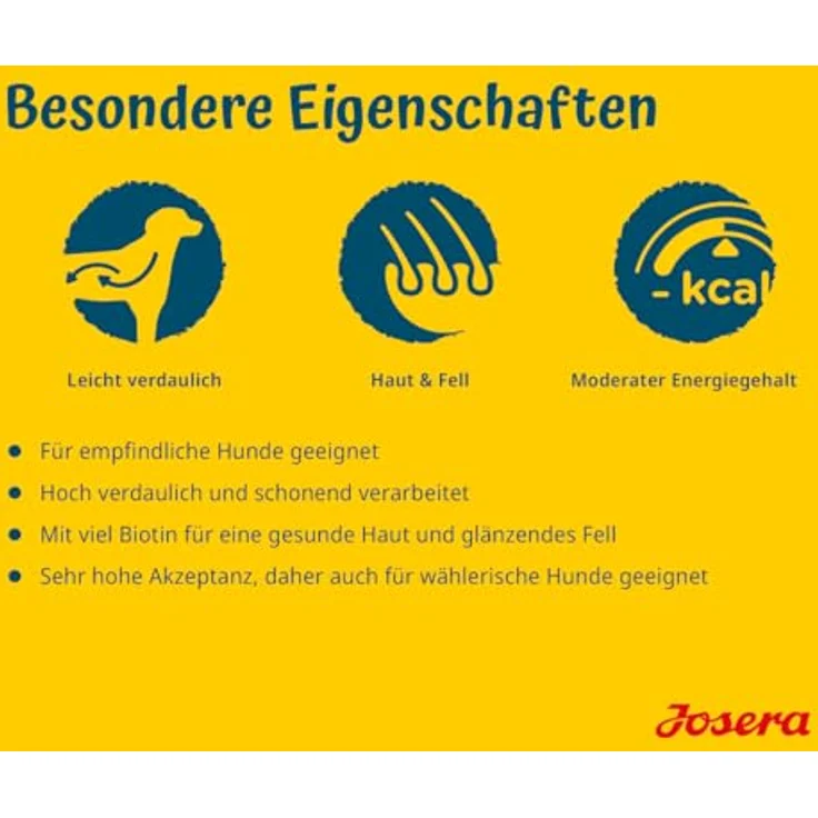 Josera SensiPlus, Premium Trockenfutter für empfindliche Hunde, Ente & Reis, 5 x 900 g, weizenfrei, mit Biotin für gesunde Haut & Fell – Bild 3