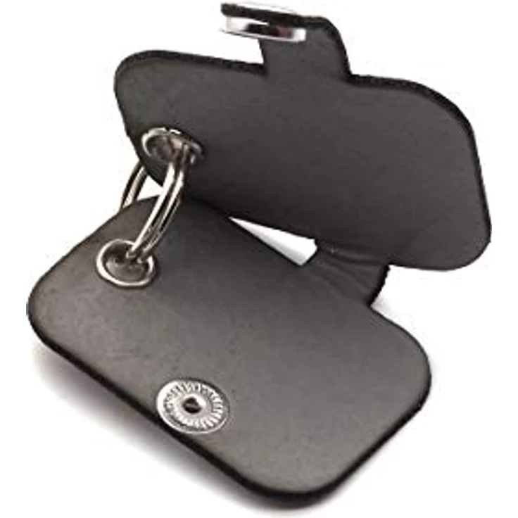 CopterFarm Hundemarkentasche mit Druckknopf, beidseitig gravierbar, rechteckig, braun, Kunstleder – Bild 4