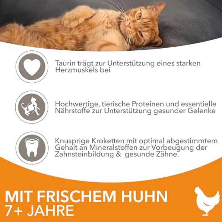 IAMS Senior Katzenfutter trocken mit Huhn, 10 kg - Ausgewogenes Trockenfutter für Katzen ab 7 Jahren, reich an tierischen Proteinen, weizenfrei, mit Omega-3- & Omega-6-Fettsäuren für gesunde Haut und glänzendes Fell – Bild 4