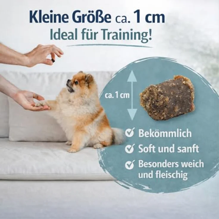 PetLove 100% Fleisch Softies für Hunde, Getreidefreie Trainingssnacks mit hohem Fleischanteil, Mix (Gans, Lachs, Kaninchen, Strauß), 12 x 200g – Bild 3
