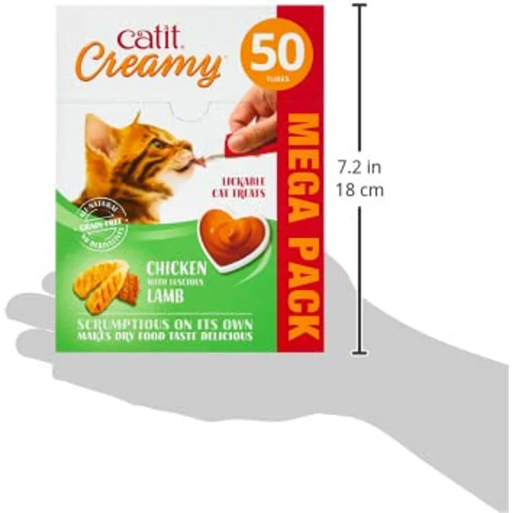 Catit Creamy flüssigkeitsspendende Leckpaste für Katzen mit Huhn und Lamm, hoher Fleischanteil, 50 x 10g – Bild 3