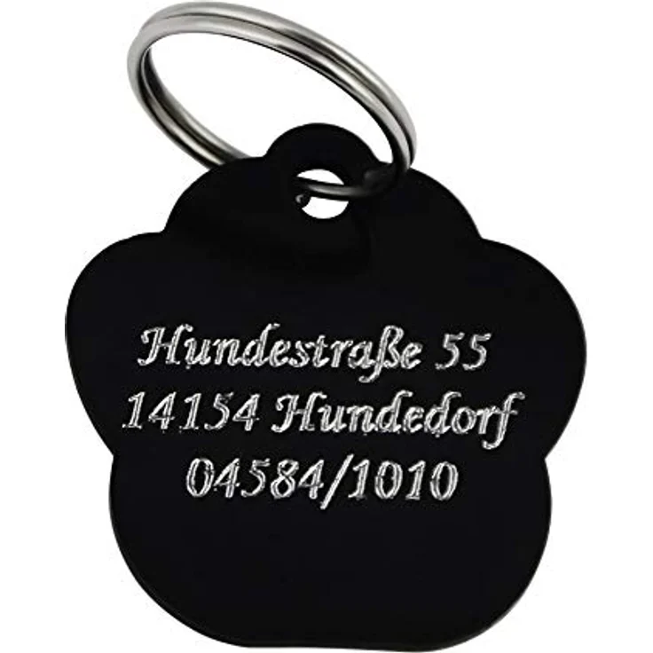 Hanessa Personalisierte Hundemarke mit Gravur, schwarz, Zinklegierung, 27x28 mm, Halsband Anhänger, Namensschild, individuelles Design – Bild 2