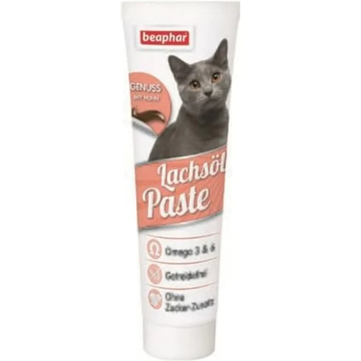 Beaphar Lachsöl Paste für Katzen, Sparpaket 2 x 100 g, getreidefrei, reich an Omega-3-6-Fettsäuren – Bild 2
