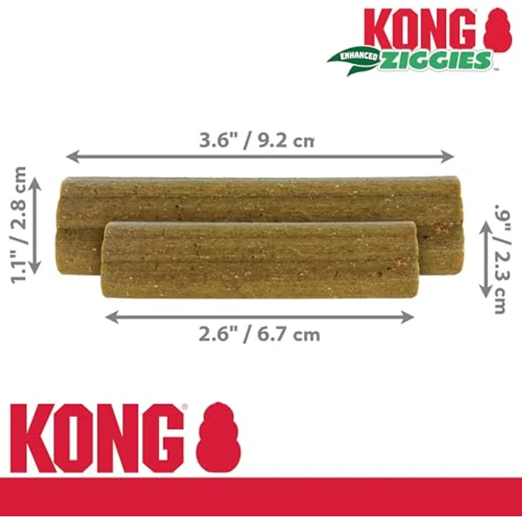 Kong Classic M, Hundespielzeug aus Naturkautschuk, 8,5 cm + Kong Ziggies Enhanced, 227 g – Bild 2