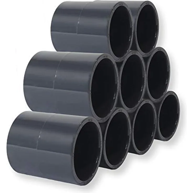 Paradies Pool PVC Fitting Klebemuffe Ø 50mm, Rohrverbinder für PVC-U mit Druckklasse PN 16, 9 Stück