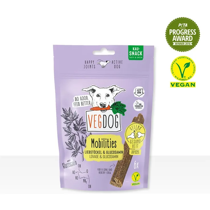VEGDOG MOBILITIES, Gelenksupport für Hunde, vegan und getreidefrei mit Liebstöckel und Glucosamin, 115 g