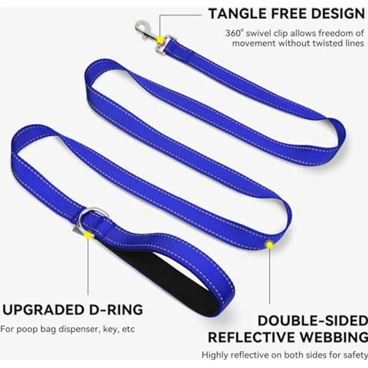 Joytale Hundeleine für kleine Hunde, Doppelseitig Reflektierend aus Nylon mit Gepolstertem Griff, 1,2m x 2cm, Navy blau – Bild 5