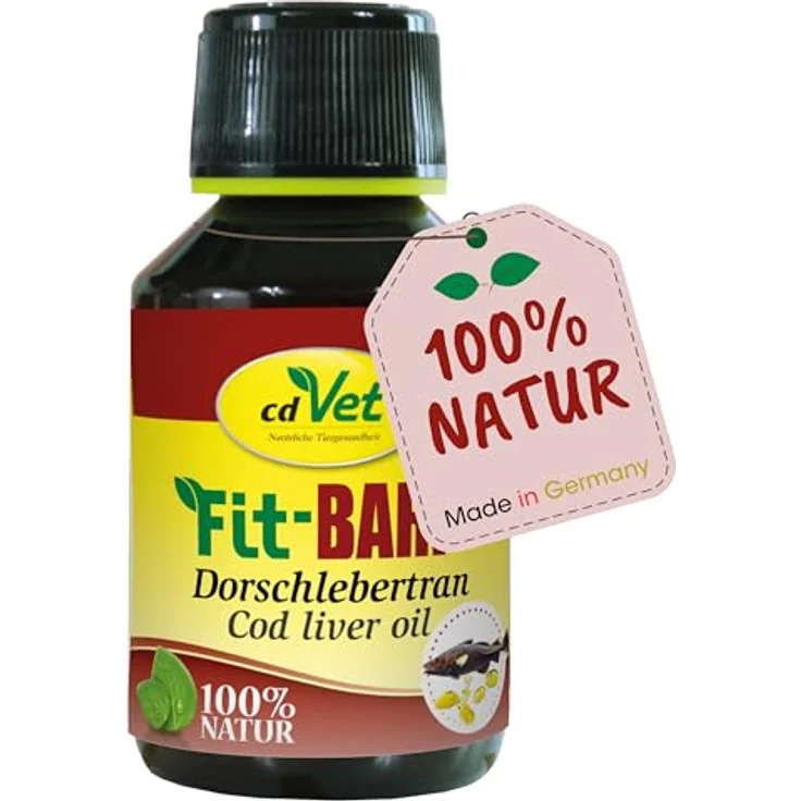 cdVet Fit-BARF Dorschlebertran für Hunde & Katzen, Omega-3 und Vitamin D, 100ml, für gesunde Haut und schönes Fell – Bild 1