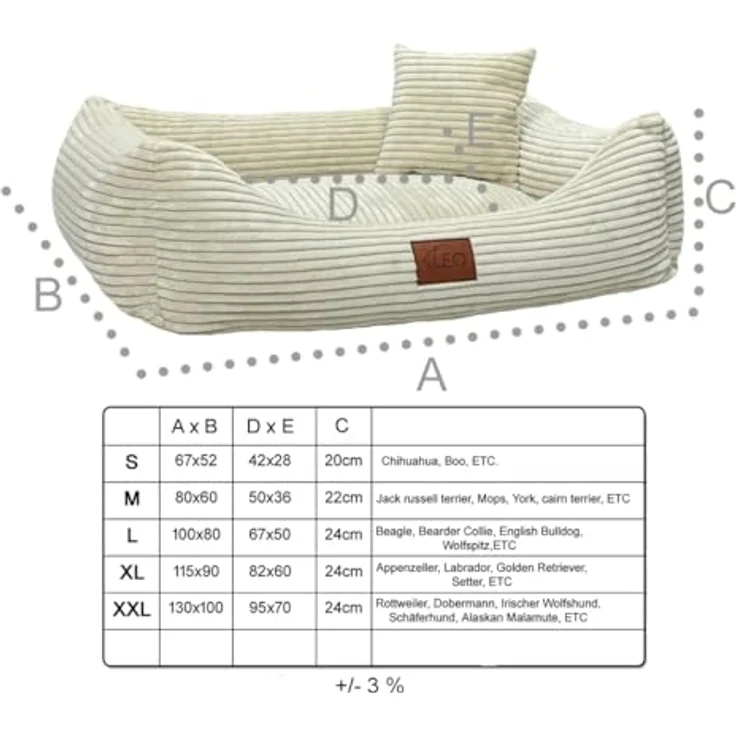 Leo4dog Hundebett Cord, Waschbarer Bezug für Hunde (Braun, M 80x60), Komfortables Hundekissen mit Anti-Rutsch-Unterseite und hohem Verschleißschutz – Bild 4