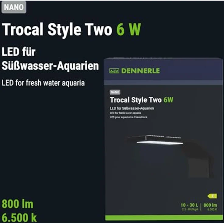 DENNERLE Trocal Style Two, LED Aquariumleuchte 6 Watt, Tageslicht (6500 K) mit einfachem Design und langer Lebensdauer – Bild 2
