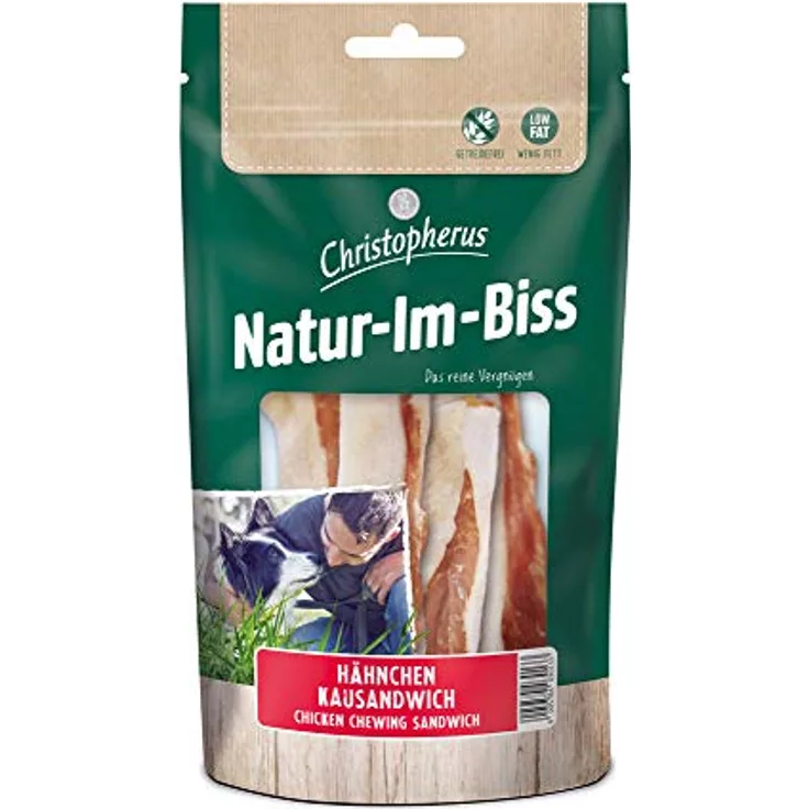 Christopherus Natur-Im-Biss Kausandwich, schmackhafter Hundesnack mit magerem Geflügel, 70g