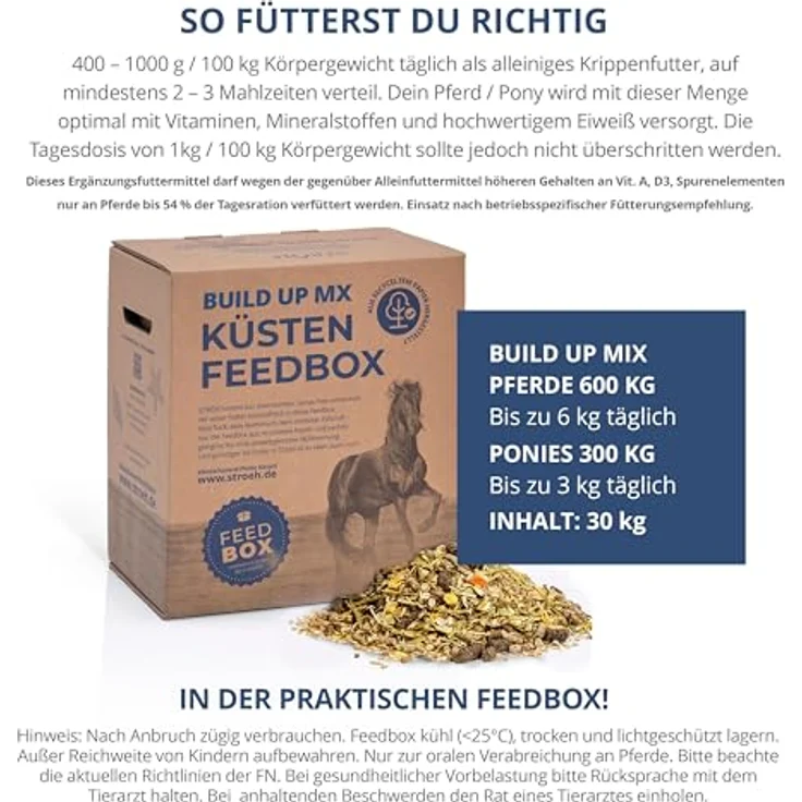 STRÖH Küsten Build up MX, hochwertiges Aufbaumüsli für Sport- & Turnierpferde, 30 kg Feedbox mit Vitaminen und Aminosäuren – Bild 4