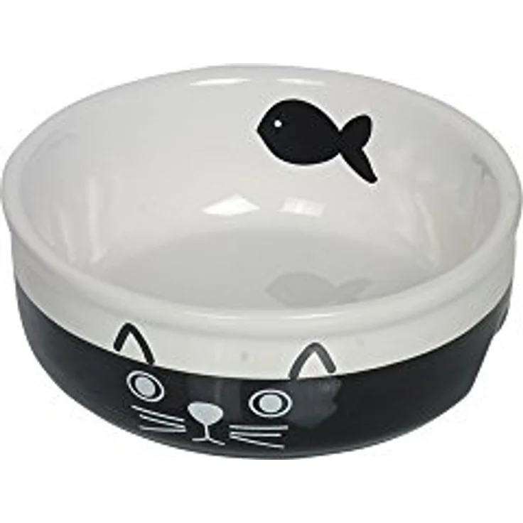 Nobby Katzen Keramikschale FACE, schwarz/weiß, Ø 13,5 cm, 1 Stück – Bild 1