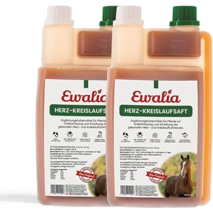EWALIA Herz-Kreislaufsaft, 100% natürliche Kräuterformel zur Förderung der Herzgesundheit für Pferde, 2x1 Liter – Bild 1