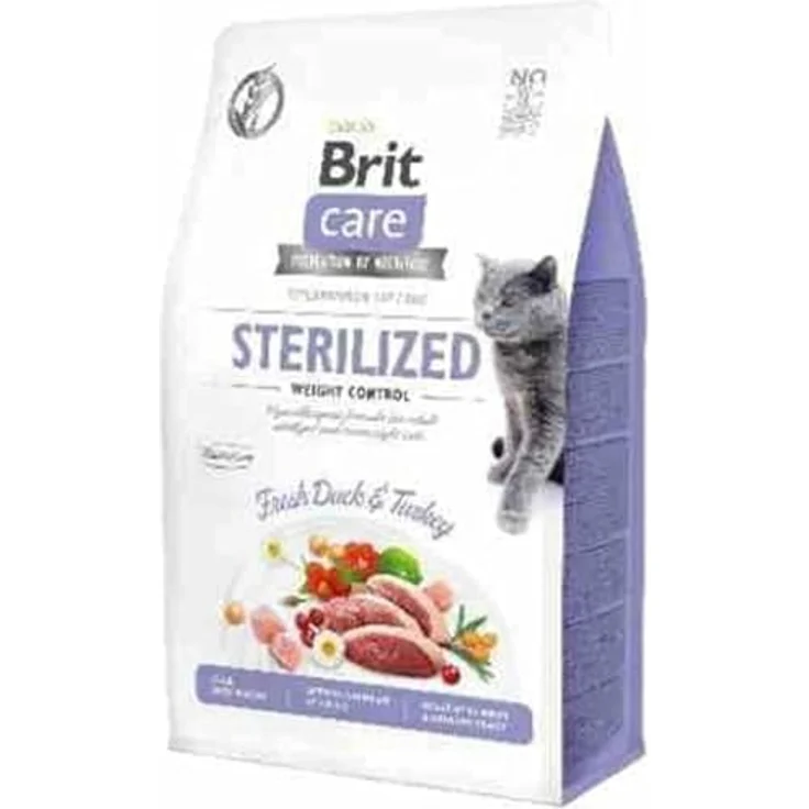 Brit Care, Trockenfutter für Katzen Sterilized Weight Control, 400 g, mit hochwertigen Inhaltsstoffen für gesunde Gewichtsregulation und Allergieprävention – Bild 1