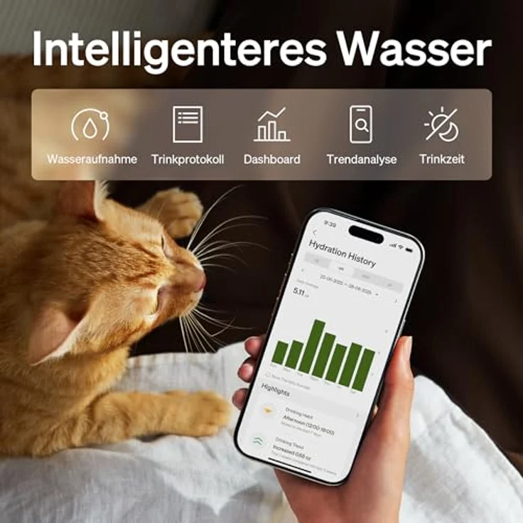 PETLIBRO Dockstream 2 Katzentrinkbrunnen, 3L Wasserbrunnen mit Edelstahlschale, Smart App-Überwachung, 5G WiFi, weiß – Bild 2