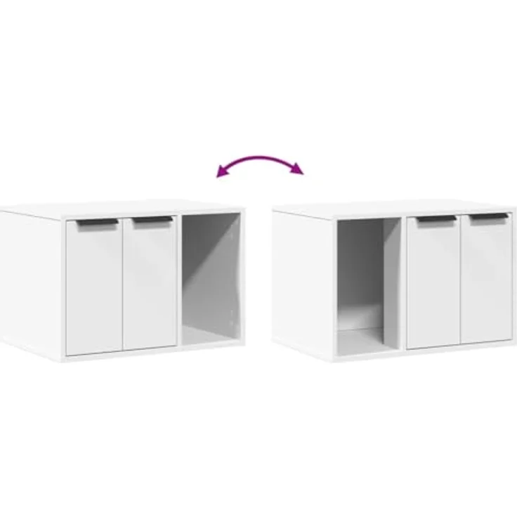 vidaXL Katzentoilette, Katzenklo Weiß 60x40x40 cm Holzwerkstoff, Verstecktes Design, Vielseitig einsetzbar, Individuell anpassbare Installation – Bild 7