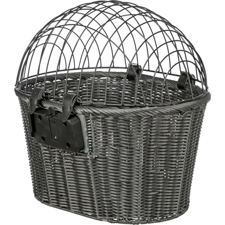TRIXIE Front-Fahrradkorb für Hunde, mit Lenkerhalterung und Gitter, inkl. Kissen, grau, 44 × 41 × 34 cm, für Hunde bis 5 kg – Bild 4