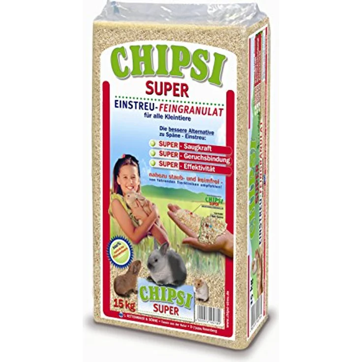 Chipsi 28434 Heimtierstreu Super, 15 kg, super saugfähig, geruchsbindend, staub- und keimfrei