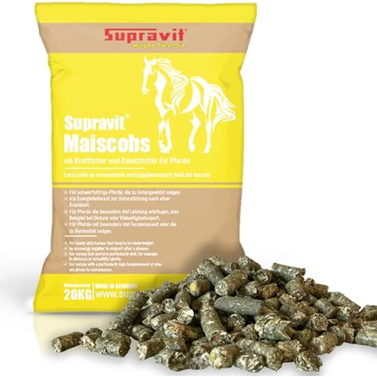 Supravit Maiscobs 20kg, energiereiches Kraftfutter für Pferde zur Gewichtszunahme und Beruhigung temperamentvoller Tiere – Bild 1