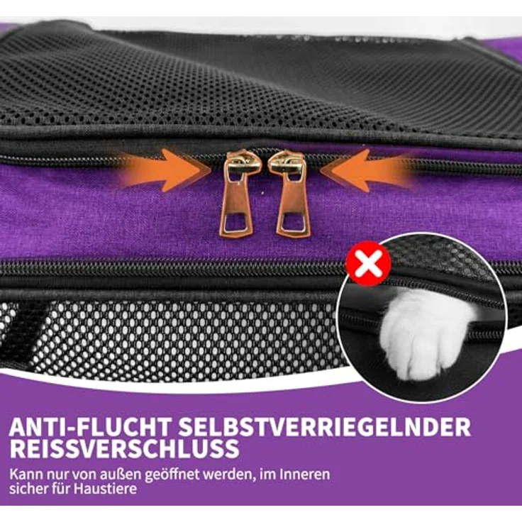 Aipwerer Faltbare Katzen Transportbox, Atmungsaktiv, 2 Größen (M/L) für Katzen bis 8 kg, mit gepolsterten Griffen und verstellbarem Schultergurt – Bild 3