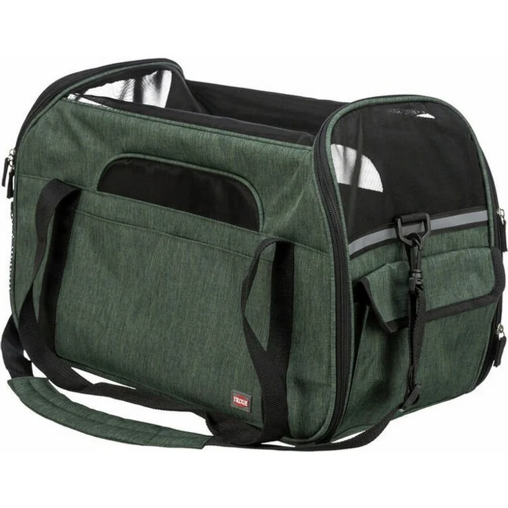 TRIXIE Hunde-Transportbox Tasche für Haustiere, grün Olive, 25 × 33 × 50 cm, polyester, für Hunde bis 7 kg, mit abnehmbarem Riemen und Moskitonetz