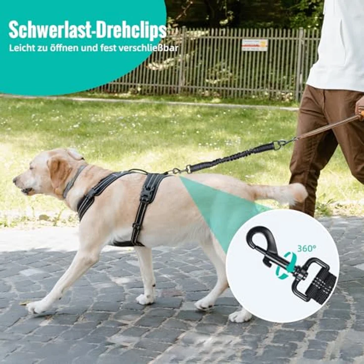 Snagle Paw 2 Stück Verwicklungsfreie Elastische Hundeleine, Reflektierende Doppelleine für Hundetraining, Schwarz, 45-60 cm verstellbar – Bild 5